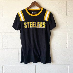 NFL Pittsburgh Steelers Football Black Yellow Short Sleeve T-shirt Women's Large